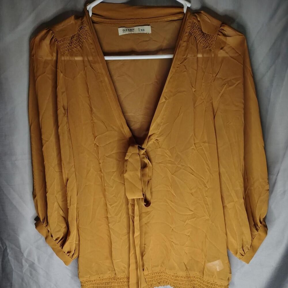 Old-navy Women's Yellow and Orange Blouse - Picture 4 of 6